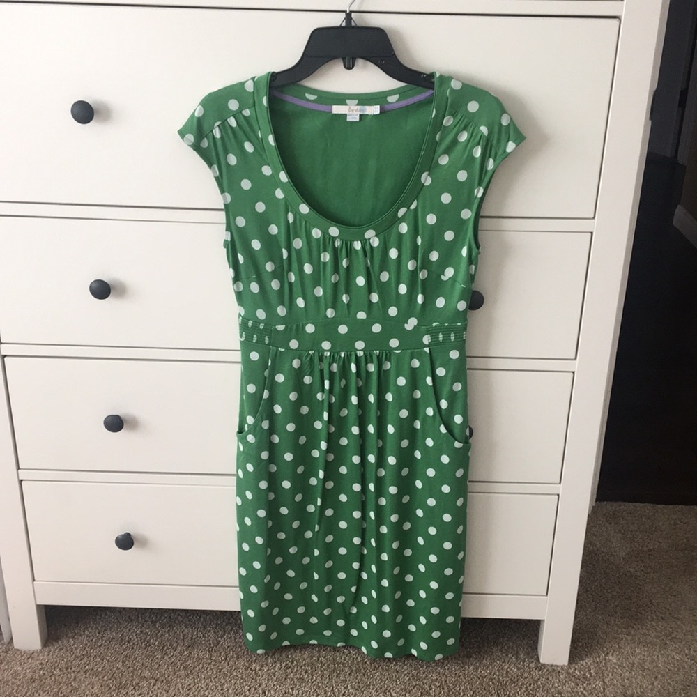 Boden green polka dot dress, size 4R US